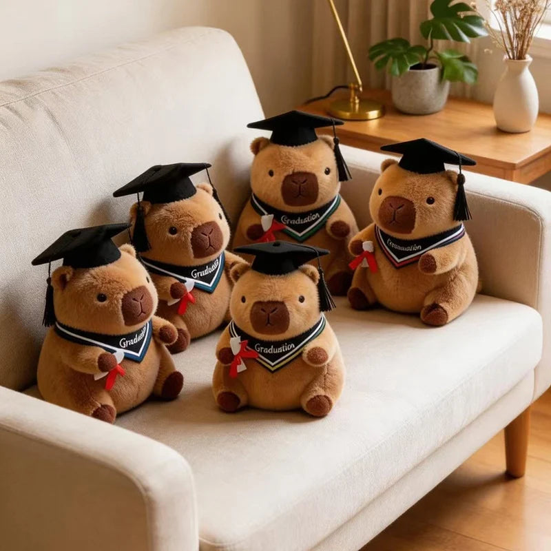 23cm Cute Graduation Capybara Plush Doll Doctor Cap Bear Animal Plush Stuffed Home Party Decor Gift For Kids Graduation Gifts
