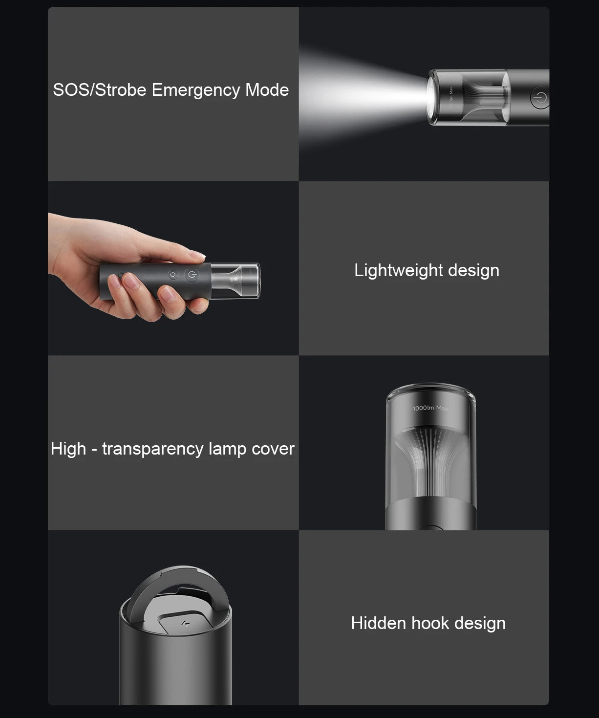 MIJIA Multifunctional Portable Flashlight，Lightweight And Portable，30h Ultra-long Battery Life，1000 Lumens Strong Light