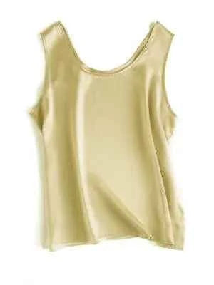 SuyaDream. Women Basic Cozy Tanks, 100%Real Silk, O neck Sleeveless Chic T Shirt, 2025 Solid Summer Vests, White, Pink, Beige