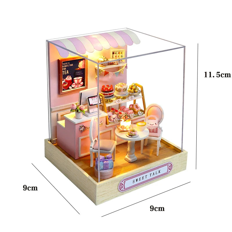 DIY Wooden Dollhouse Mini Building Kit Handmade Doll House Case Model 3D Puzzle Assembly With Furniture Toys For Christmas Gifts