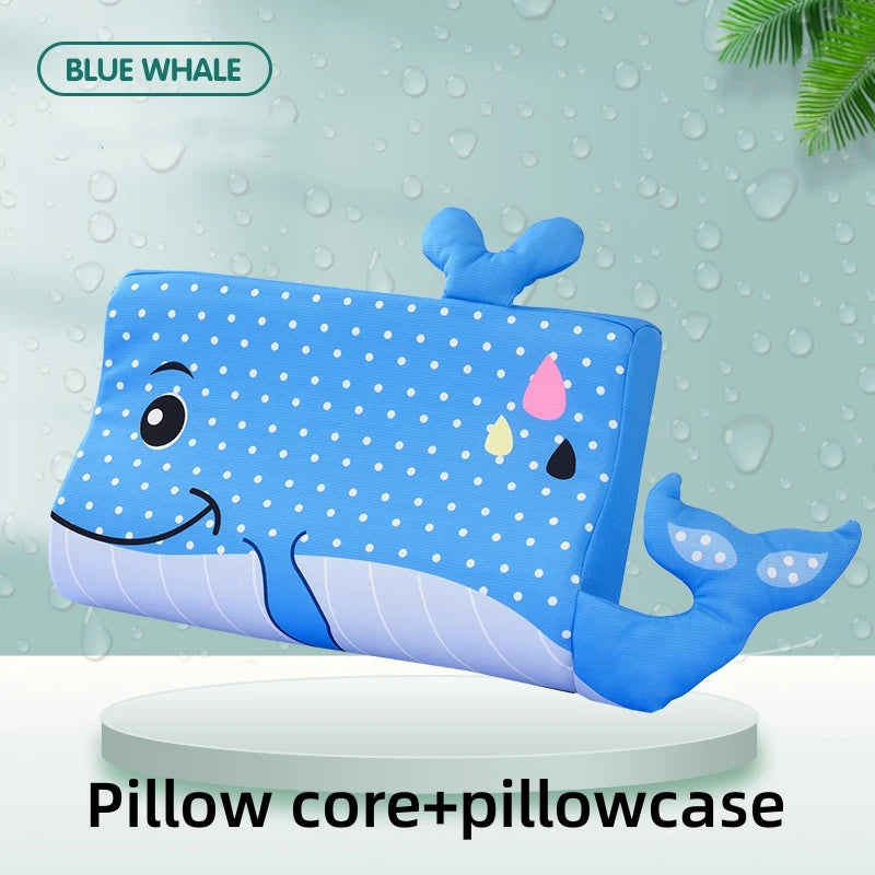Four Seasons Baby Pillow Toddler Foam Bed Pillow Breathable Slow Rebound Baby Cartoon Neck Nursing Pillow Travel Cushion Bedding