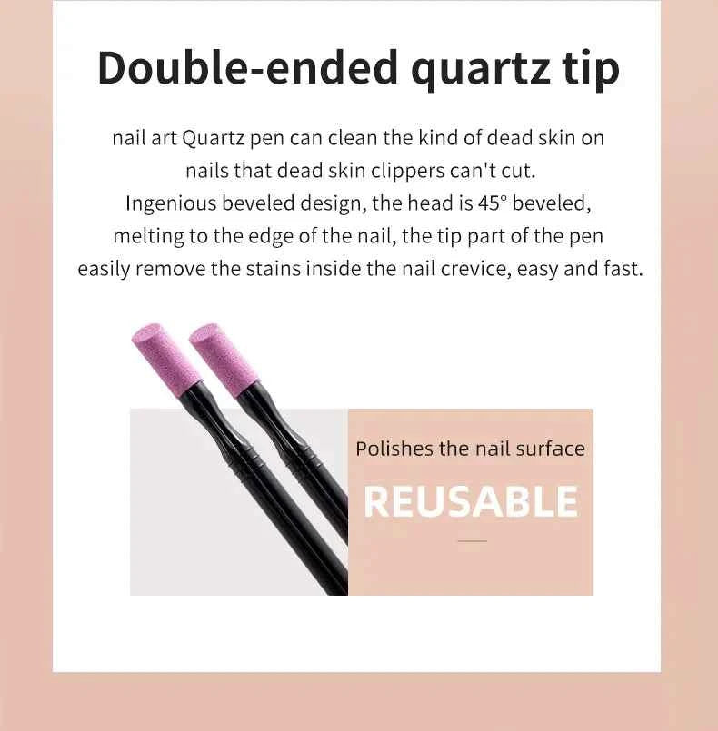 1/5PCS Quartz Pen Nail  Cuticle Pushers Nail Polish Manicure Stick Nail Files Grinding Pen Dead Skin Remover for Natural Nail