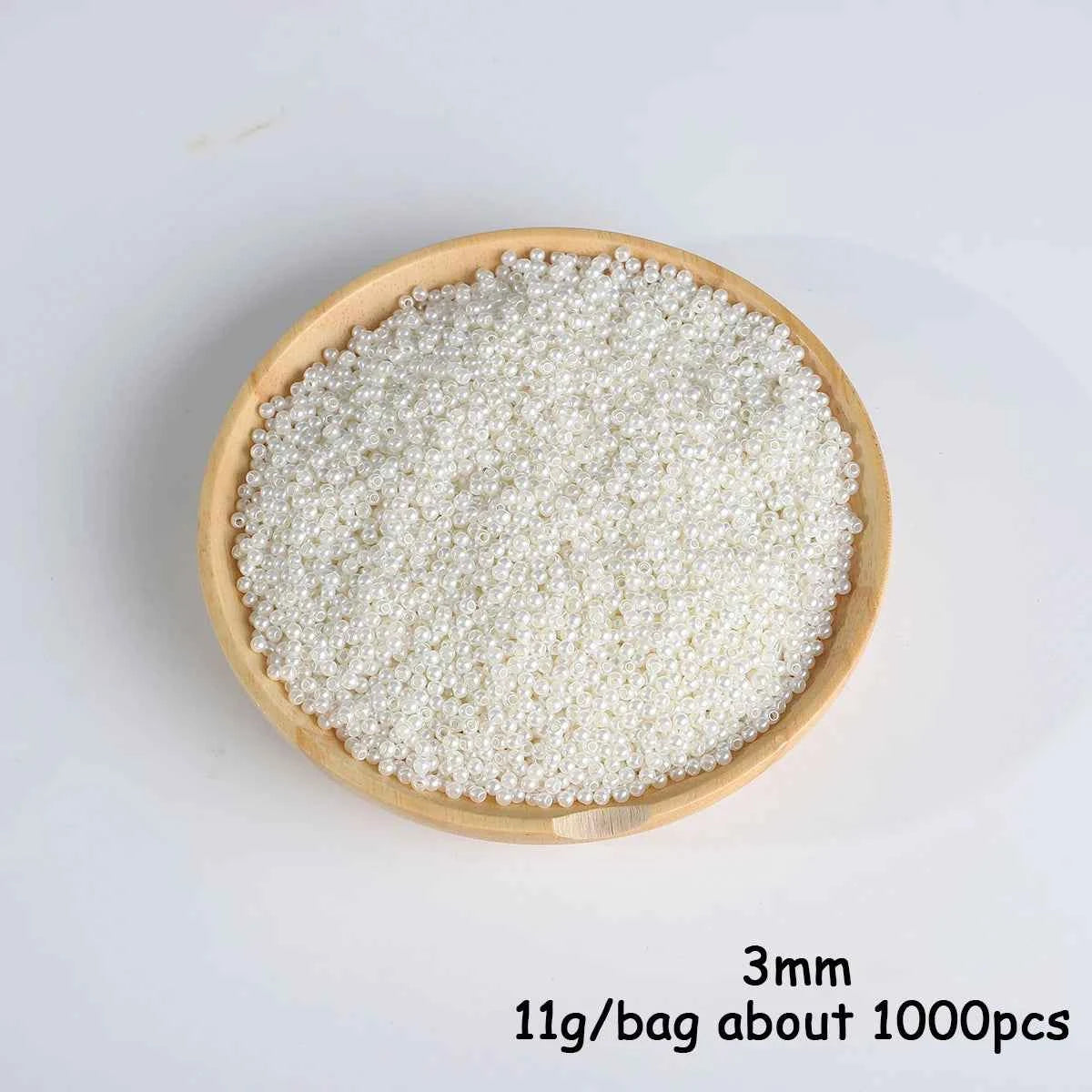 3-20mm 10-1000pcs straight hole ABS imitation pearl beige white bracelet with round beads for DIY craft jewelry making products
