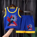 2026 Summer Breathable Comfy Mesh Boys Basketball Clothes Sets Kids Casual Outfits Child Outdoor Vacation Vest Cartoon Print Set
