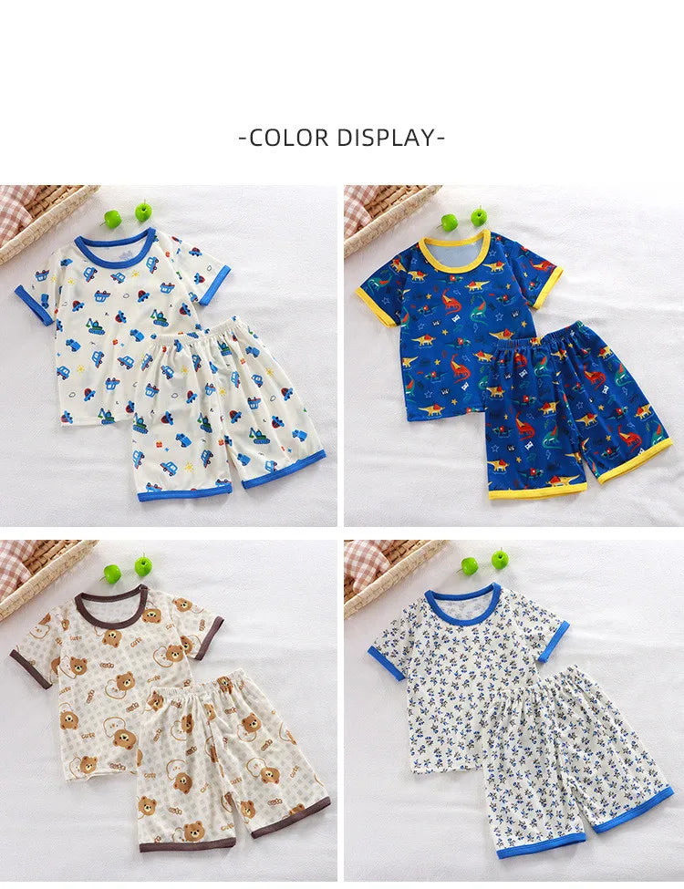 Baby Pajamas Sets Child Pajamas Toddler Short Sleeve Baby Nightwear Pyjamas Kids Cartoon Homewear Clothes
