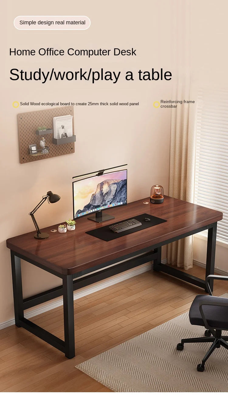 Solid wood computer desk, study desk, writing desk, long table, simple bedroom gaming desk, workbench