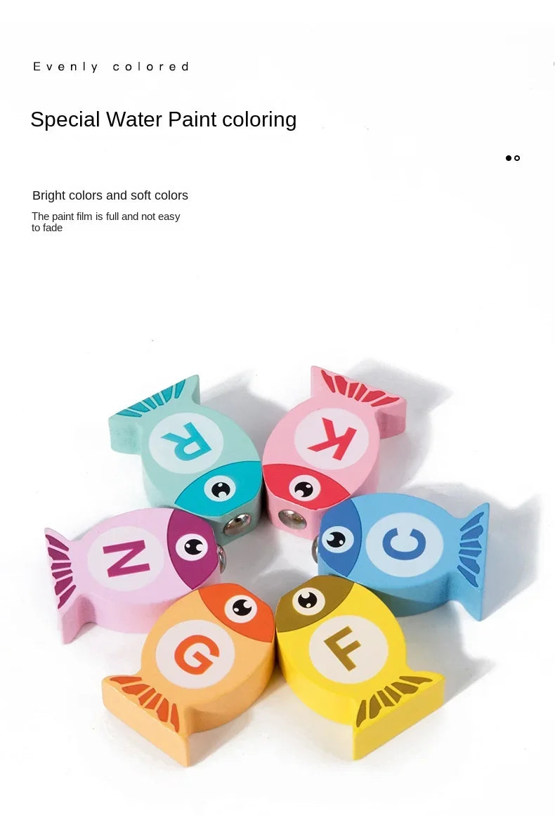 Kids Wooden Fishing Game Toy Gifts Early Education Alphabet Numeric Cognitive Toys Children Interactive Games Toys for Gifts