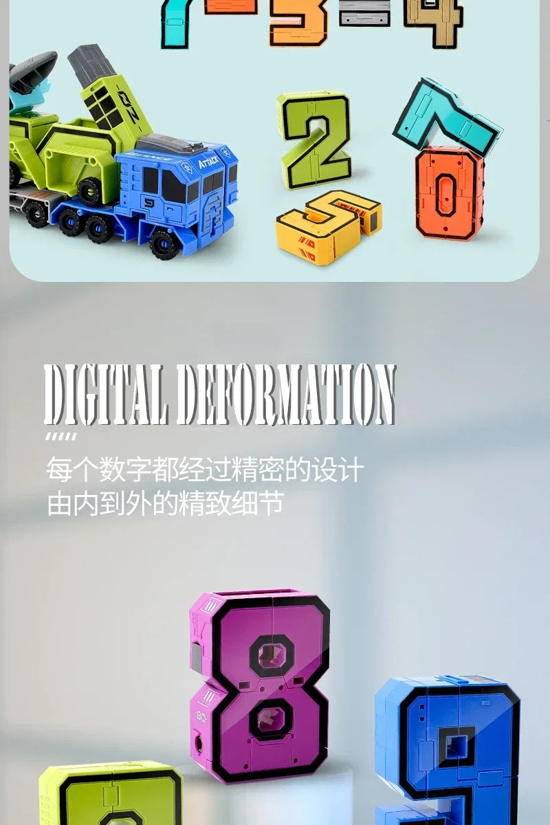 Kids Educational Deformation Toys: Digital Number Bots & Tank Warrior Transformation Robots