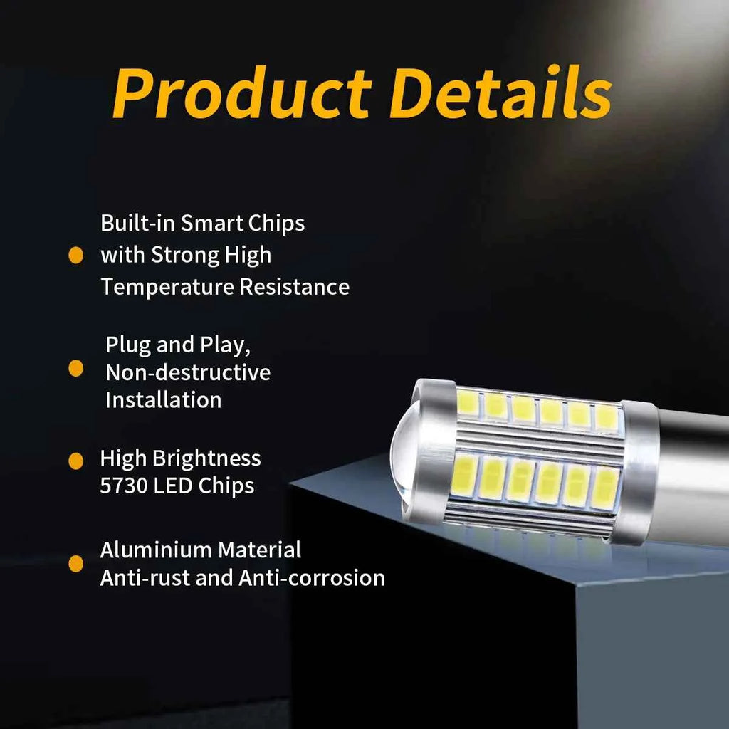 2pcs PY21W P21 5W 1156 Ba15s 1157 Bay15d 33 SMD Led Car Flash Brake Bulbs Lights Reverse Parking Lamps