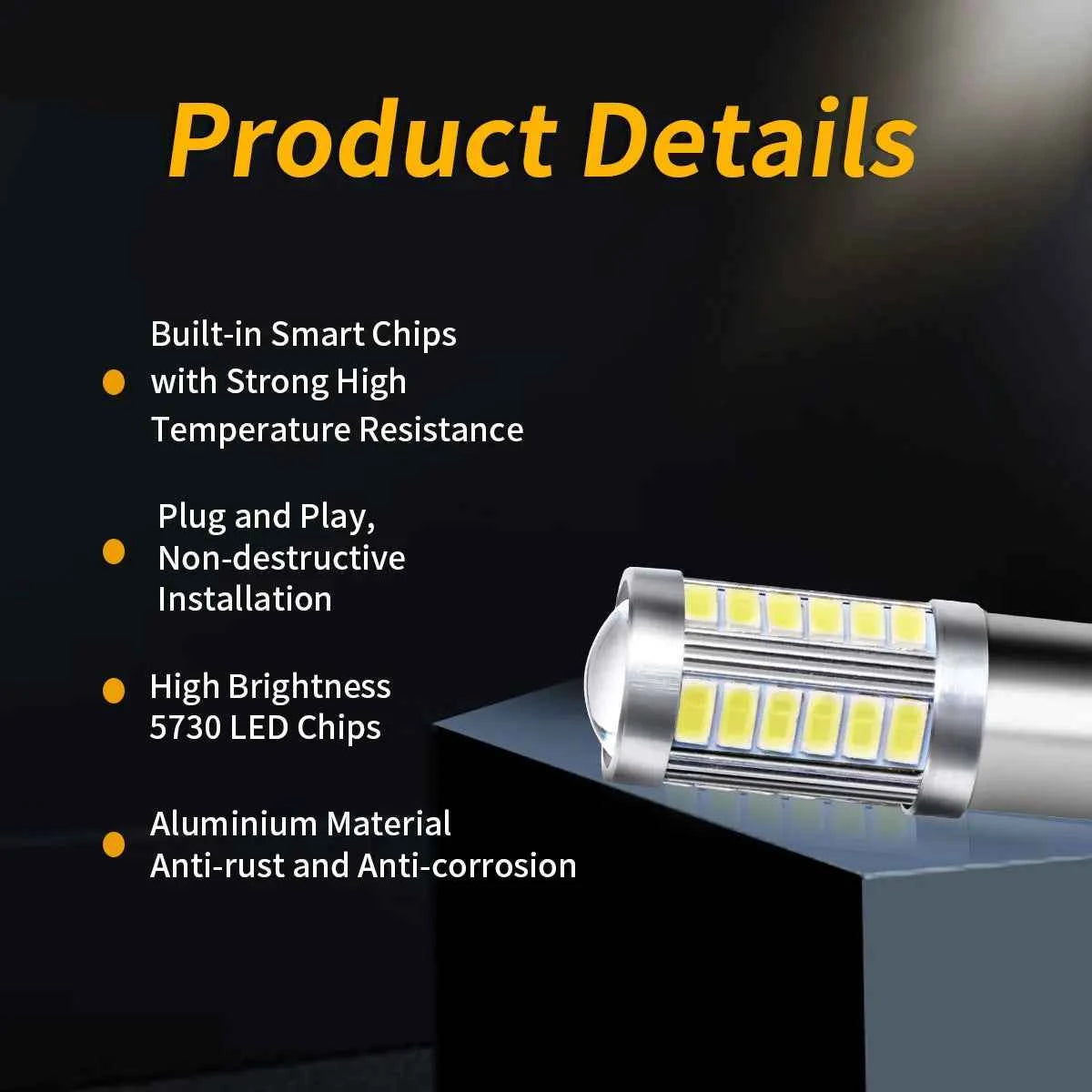 2pcs PY21W P21 5W 1156 Ba15s 1157 Bay15d 33 SMD Led Car Flash Brake Bulbs Lights Reverse Parking Lamps
