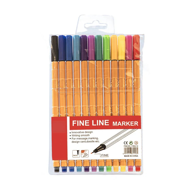 6-24Pcs Colorful Fine Liner Marker Drawing Painting Sketch Manga Micron Fineliner Pen School Office Stationery Art Supplies