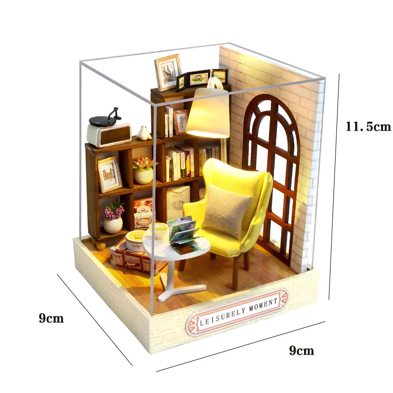 DIY Wooden Dollhouse Mini Building Kit Handmade Doll House Case Model 3D Puzzle Assembly With Furniture Toys For Christmas Gifts