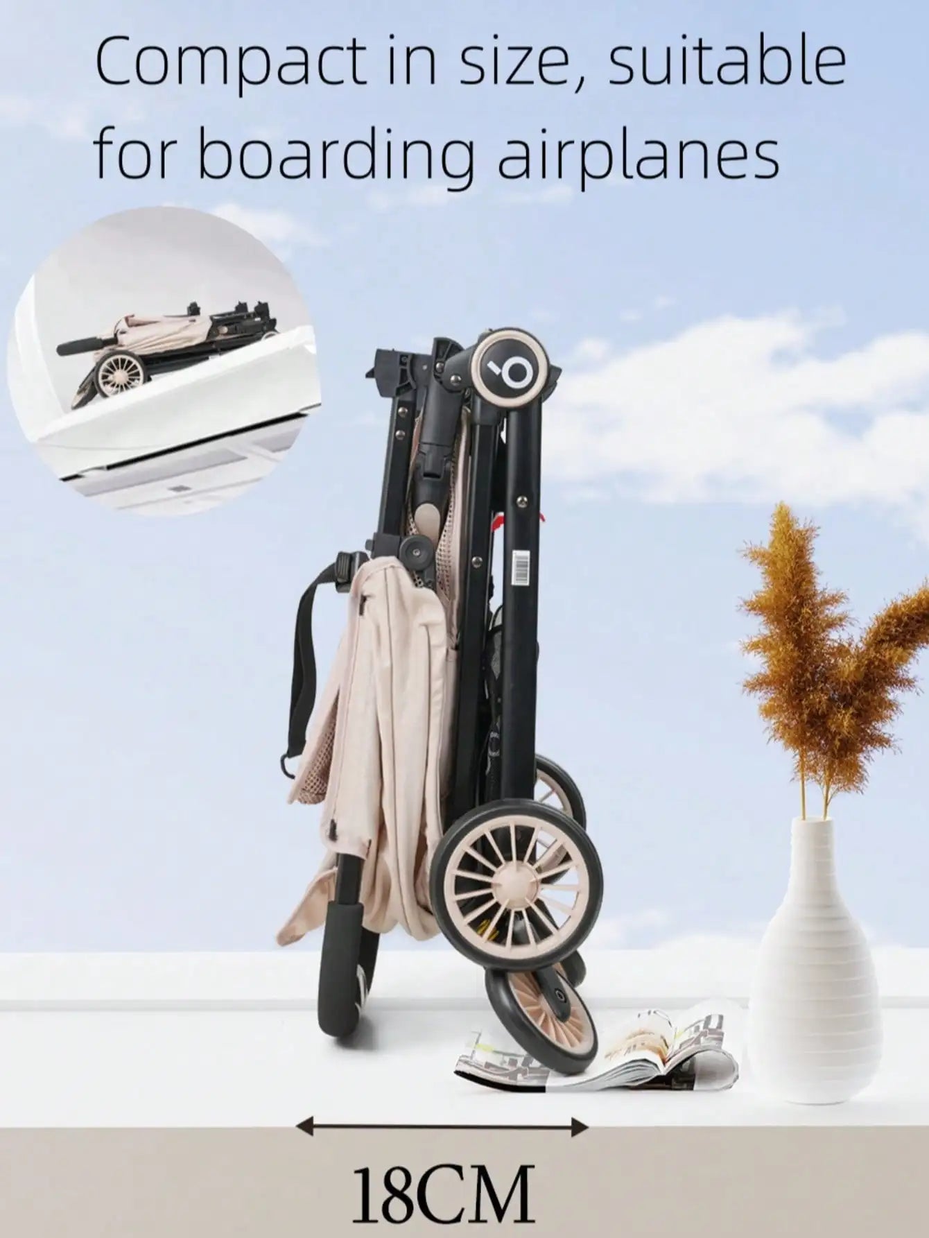 Baby stroller is lightweight, foldable, can sit or lie down, portable baby stroller with mesh design, cool and breathable