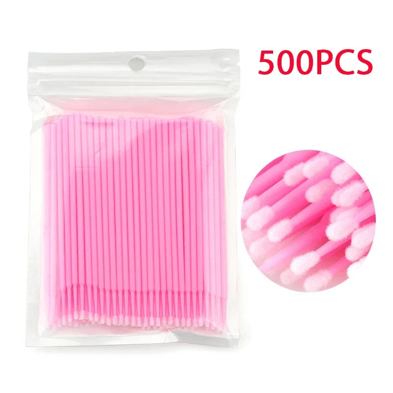 500/1000PCS Eyelash Brushes Crystal Swab Microbrushes Eyelash Extension Brush Grafting Lash Removing Applicators Makeup Tool