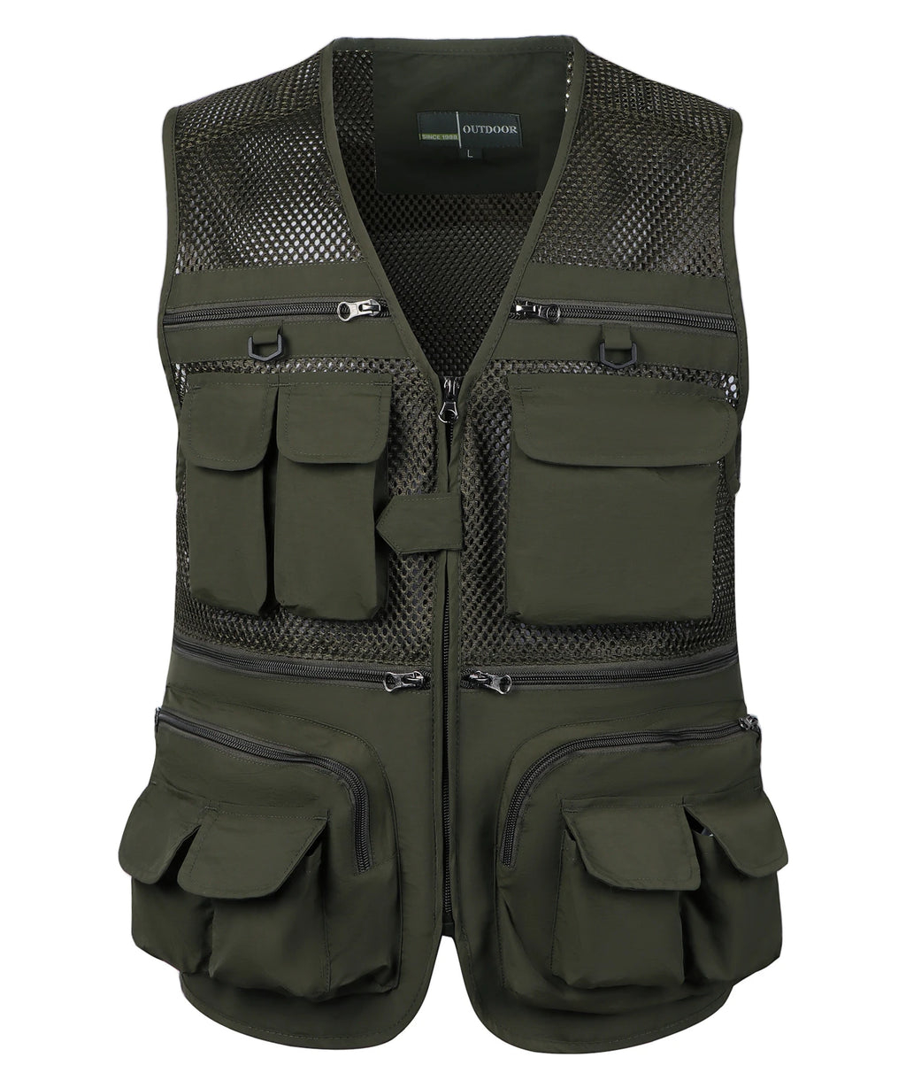 Men's Vest Tactical Webbed Gear Coat Summer Photographer Waistcoat Tool Many Pocket Mesh Work Sleeveless Jacket Male