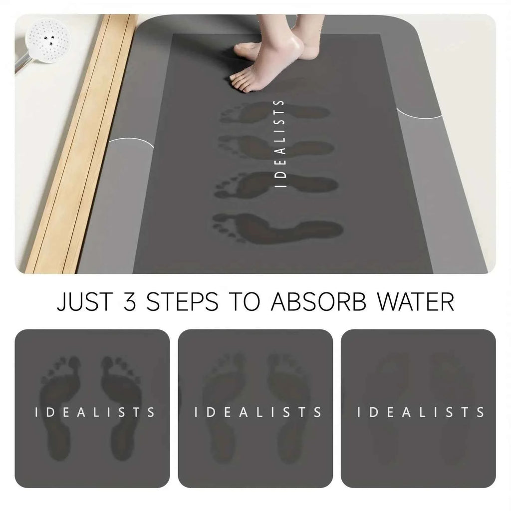 Diatomaceous Earth Bath Mat Super Absorbent Non Slip Fast Drying Soft Floor Mat for Shower Laundry Bedroom Kitchen RV Bathroom