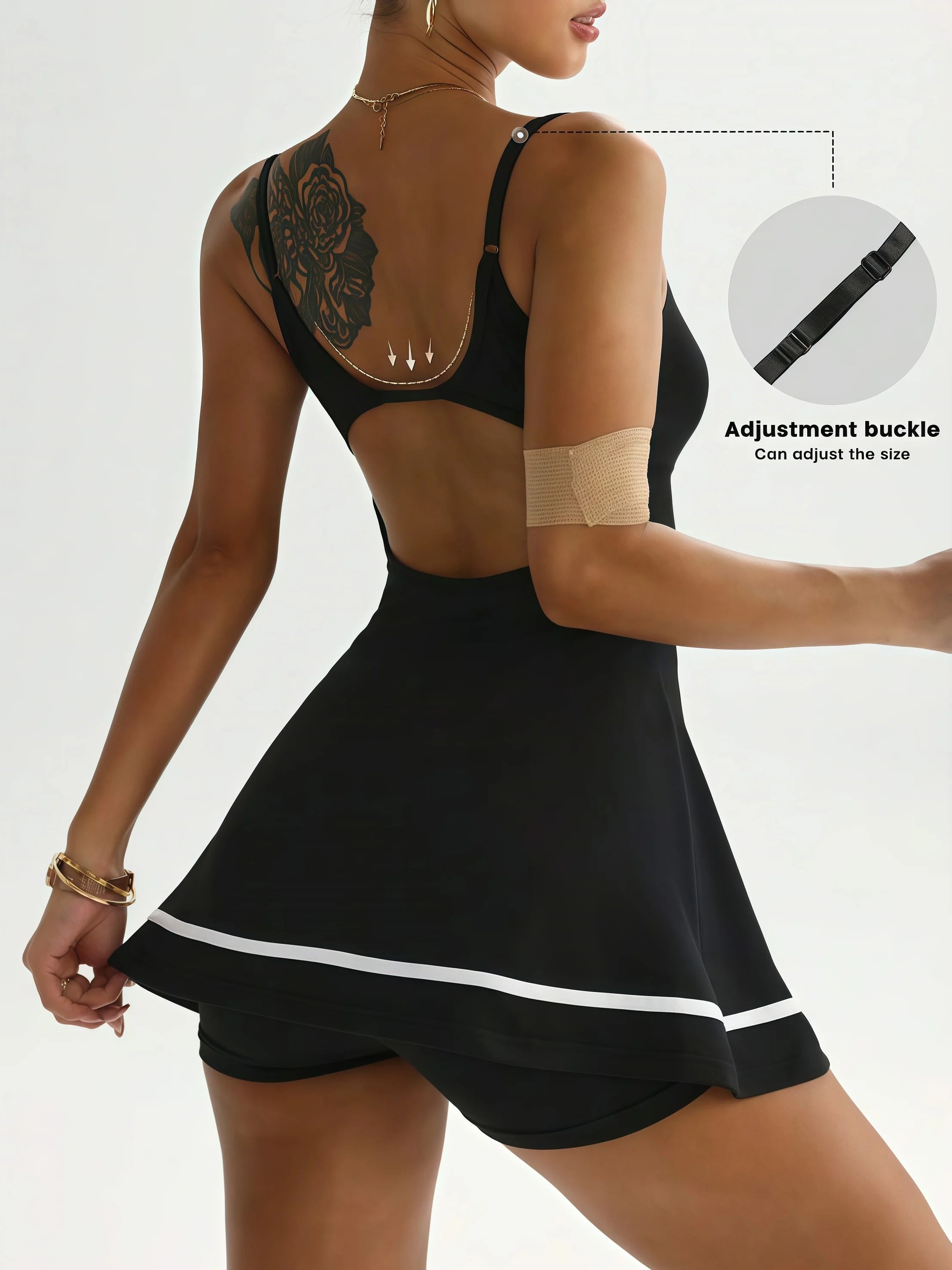 Women's color blocked camisole dress sleeveless tennis sportswear slim fit gym sportswear short skirt