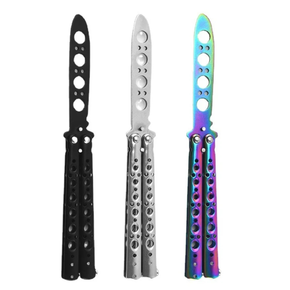 Foldable Butterfly Knife Trainer Portable Cosplay Accessories Training Tool Stainless Steel Practice Knifes for Outdoor Games
