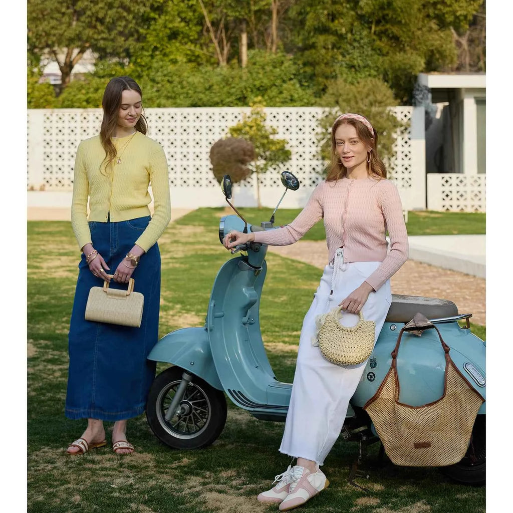 AP SS26 Women Sleeveless Shirt and Cable Knitting Cardigan Clothing
