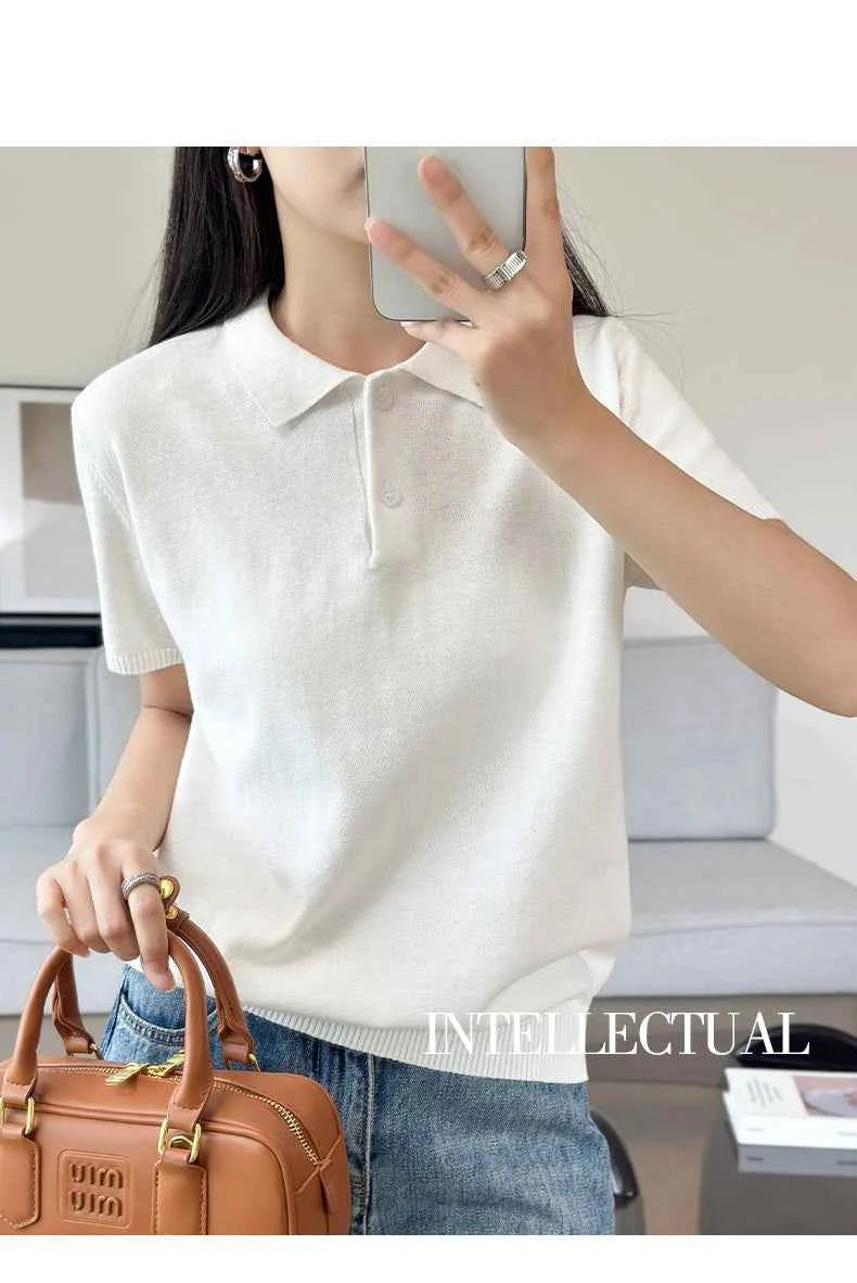 WinvyNee Summer Women's Clothing Cotton Polo T-shirt Short Sleeve Polo Collar Clothes Solid Casual Pullover Female Tops A1002029
