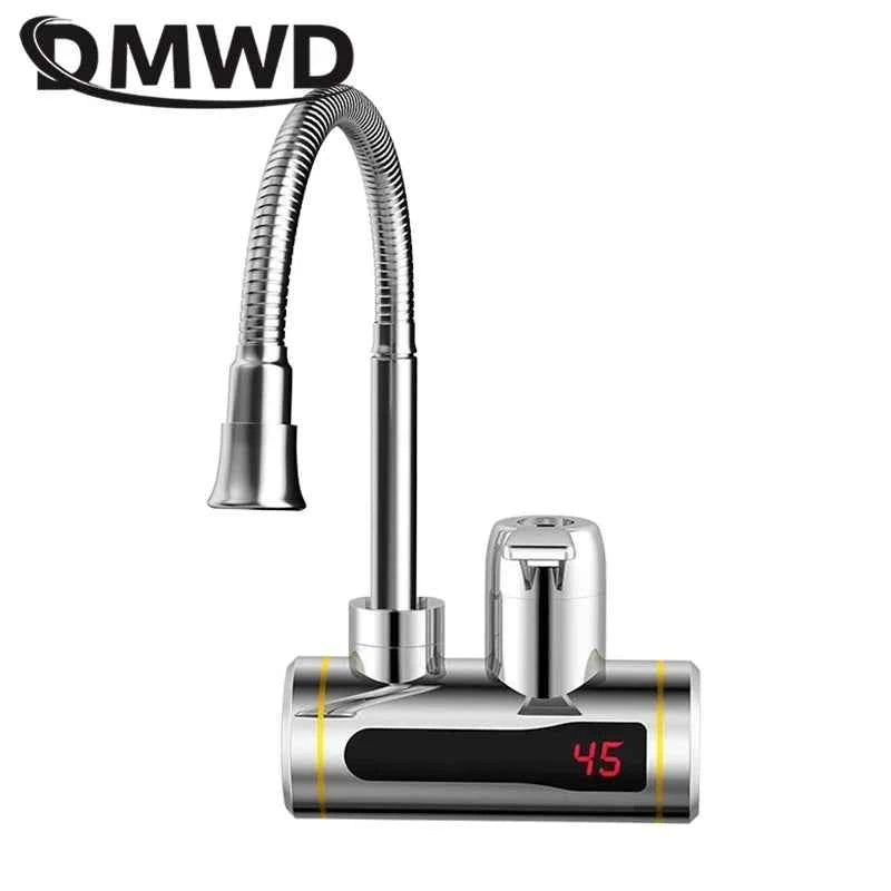 DMWD Tankless Electric Hot Water Heater Universal Hose Faucet Kitchen Instant Heating Tap Water Heater LED Temperature Display