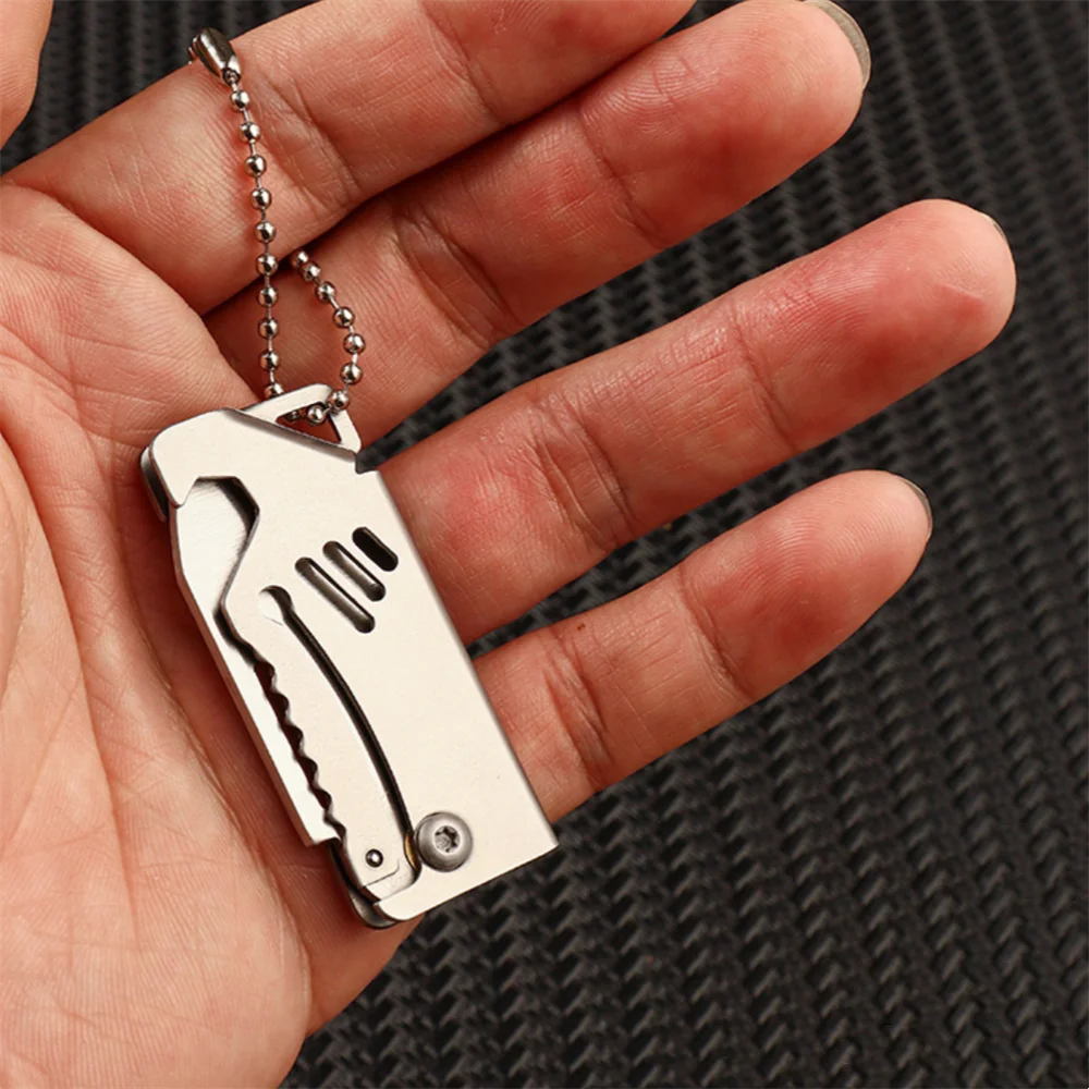 Key Chain Pendant Compact Bottle Opener Pocket Knife Outdoor Folding Knife For Camping Fishing Keyring