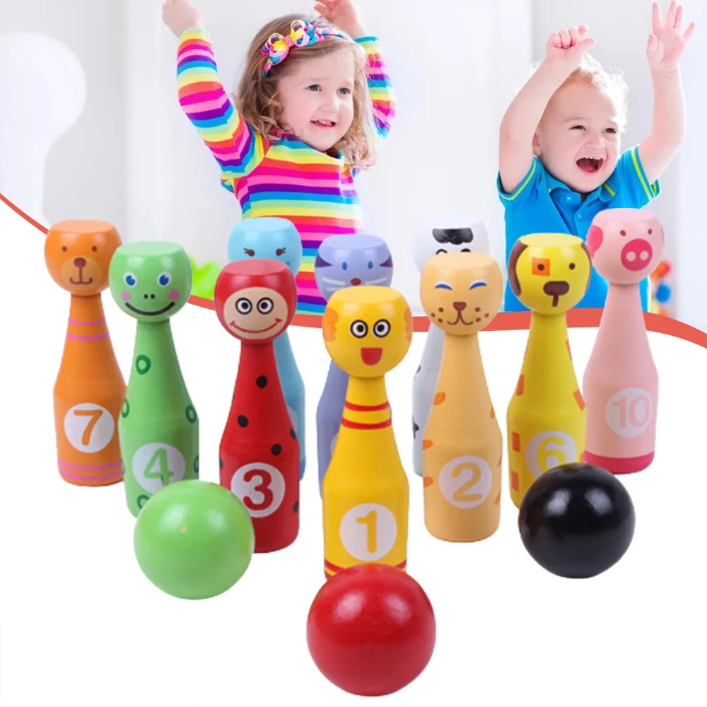 Kids Bowling Set With Cartoon Number Print Toddler Indoor Outdoor Activity Play