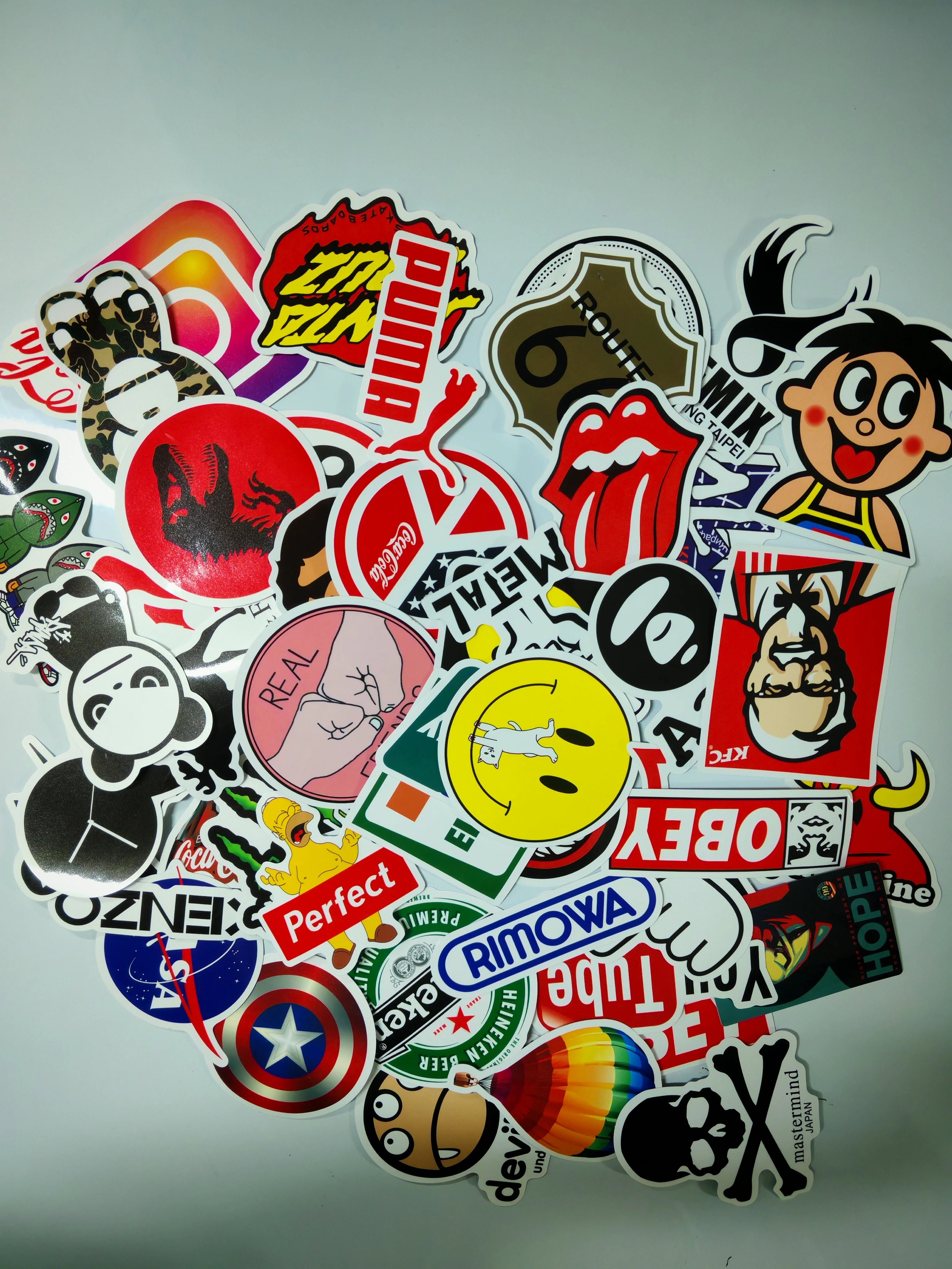 100pcs High-quality Trendy Waterproof Stickers for Skateboards Cars and Computers