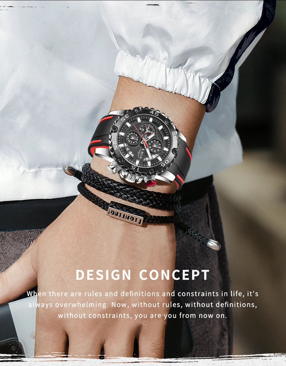 New Blue Watch LIGE Mens Watches Top Brand Luxury Big Dial Military Clock Quartz Watch Waterproof Sport Chronograph Erkek Saati