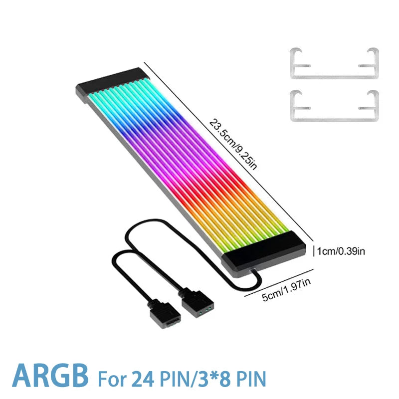 Computer Case Bendable ARGB Light Board,Suitable For Graphics Card 24pin/8pin/2x8pin/12VHPWR/Motherboard Decorative light strip