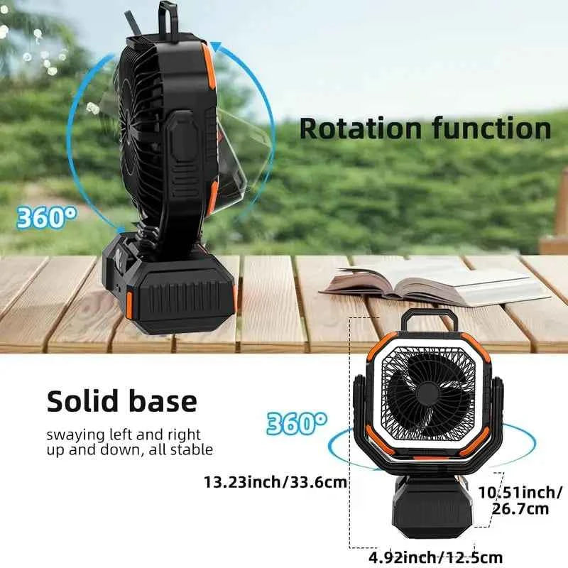 40000mAh Camping Fan Rechargeable Desktop Portable Air Circulator Wireless Ceiling Electric Fan with Power Bank LED Lighting