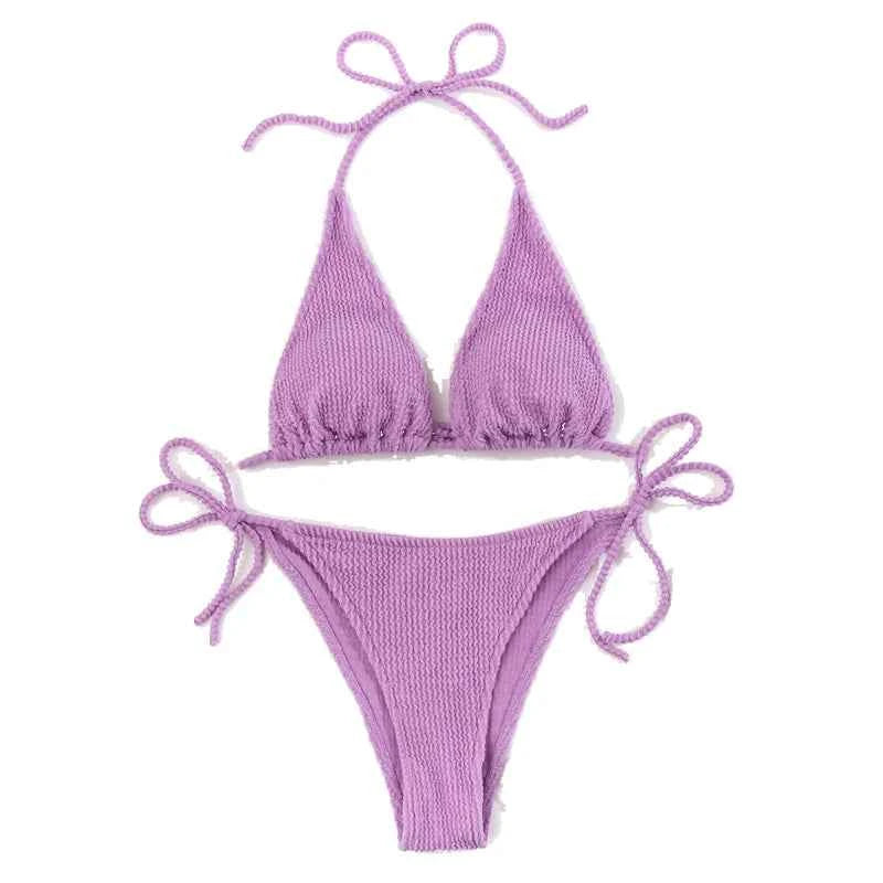 2025 New Fashion Sexy Bikini Solid Swimsuit Women Swimwear Push Up Set Brazilian Bathing Suit Summer Beach Wear Swimming