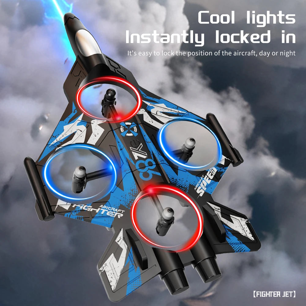 YL86 RC Plane Helicopter Three speed switching Aircraft Rolling at 360 °Fighter Hover at fixed height RC Drone Toys