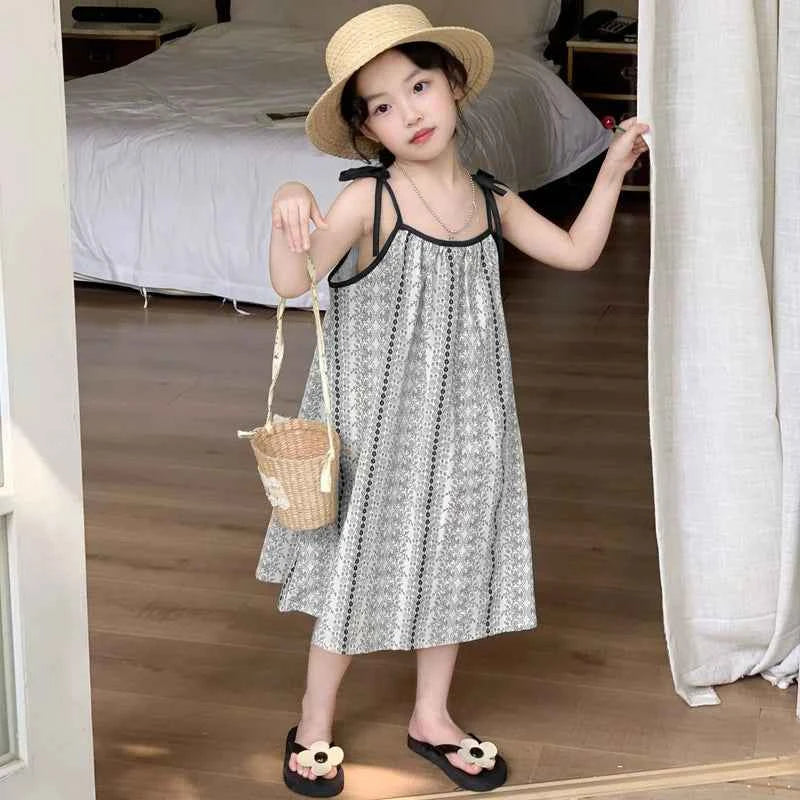 Bohemian printed style vacation dress For 1-9 Yrs Baby Girls 6.1 Children's Day Party Costumes Sleeveless loose beach Dress 2026