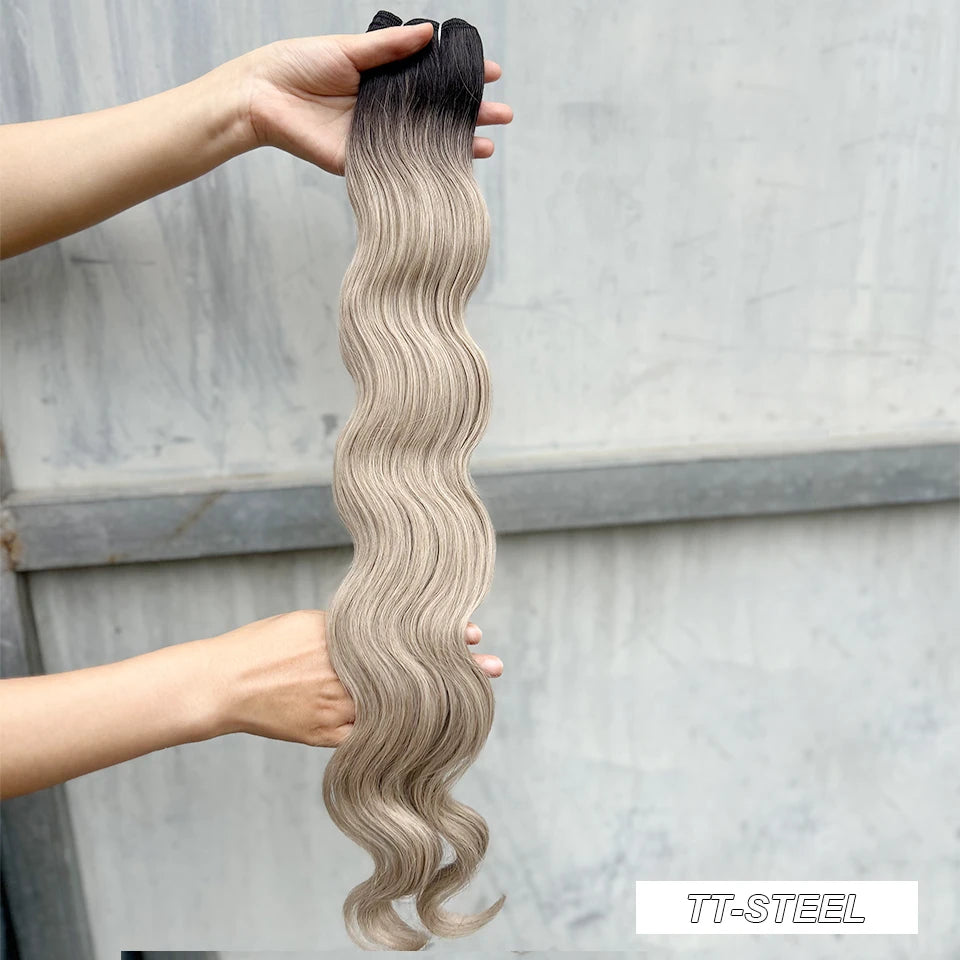 Magicae 30Inches 200G Piano Blonde SP12/16/613 Ombre Brown 6# Body Wave Bundles High Temperature Synthetic Hair Extensions