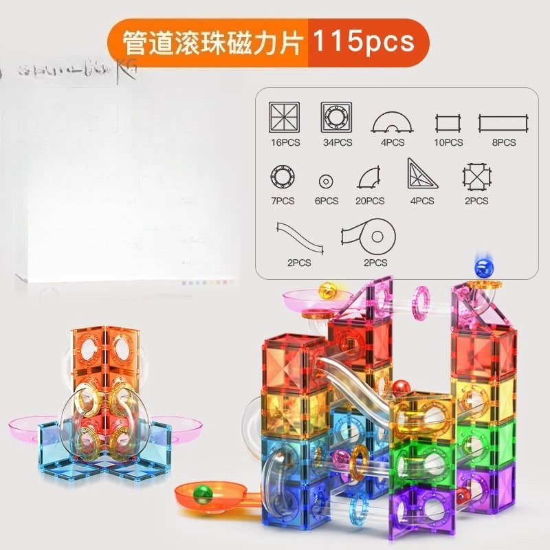 Magnetic Sheet Building Blocks Set Diamond Surface Color Window Educational Assembly Bricks Kid Concentration Training Toy Gift