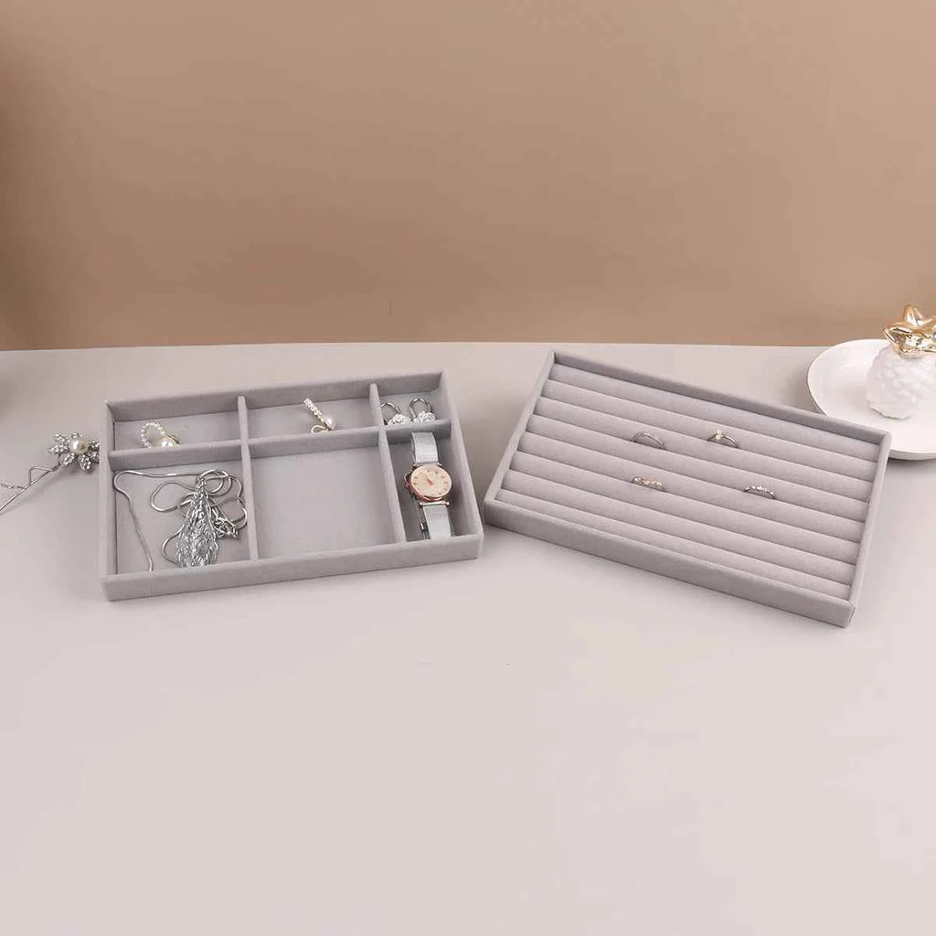 Velvet Jewelry Display Stackable Exquisite Jewellery Holder Portable Ring Earrings Necklace Organizer Box organizator de boys