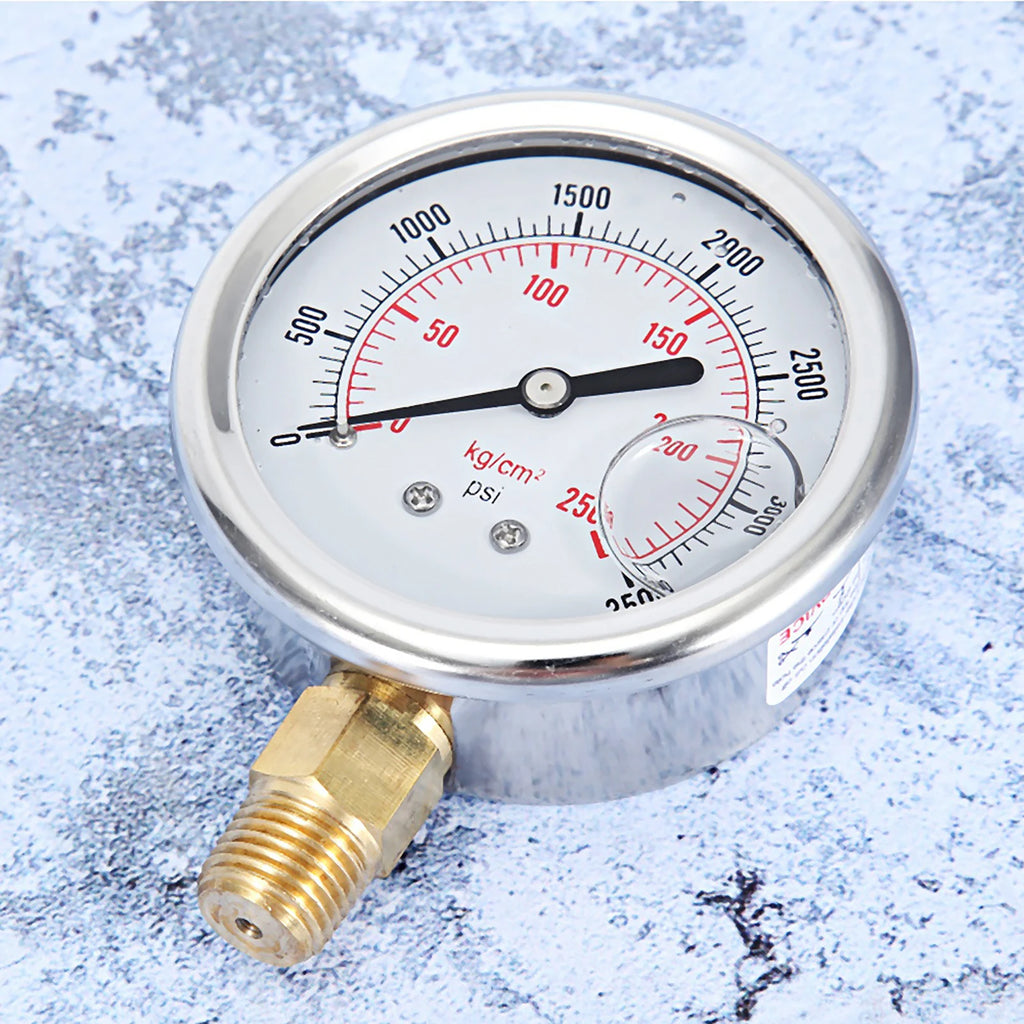 Fuel Pressure Gauge Fuel Pressure Liquid Filled Gauge Stainless Steel Hydraulic Liquid Filled Fuel Pressure Gauge 0-3500 PSI