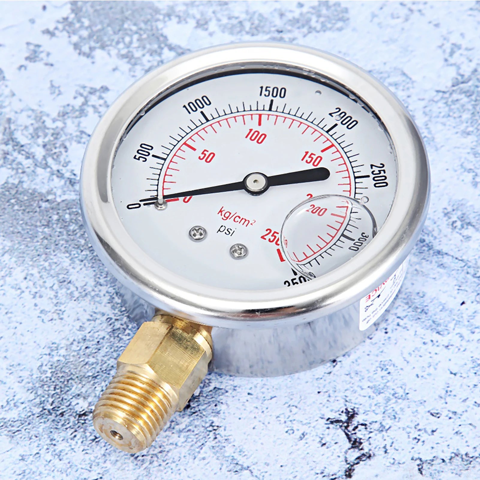 Fuel Pressure Gauge Fuel Pressure Liquid Filled Gauge Stainless Steel Hydraulic Liquid Filled Fuel Pressure Gauge 0-3500 PSI