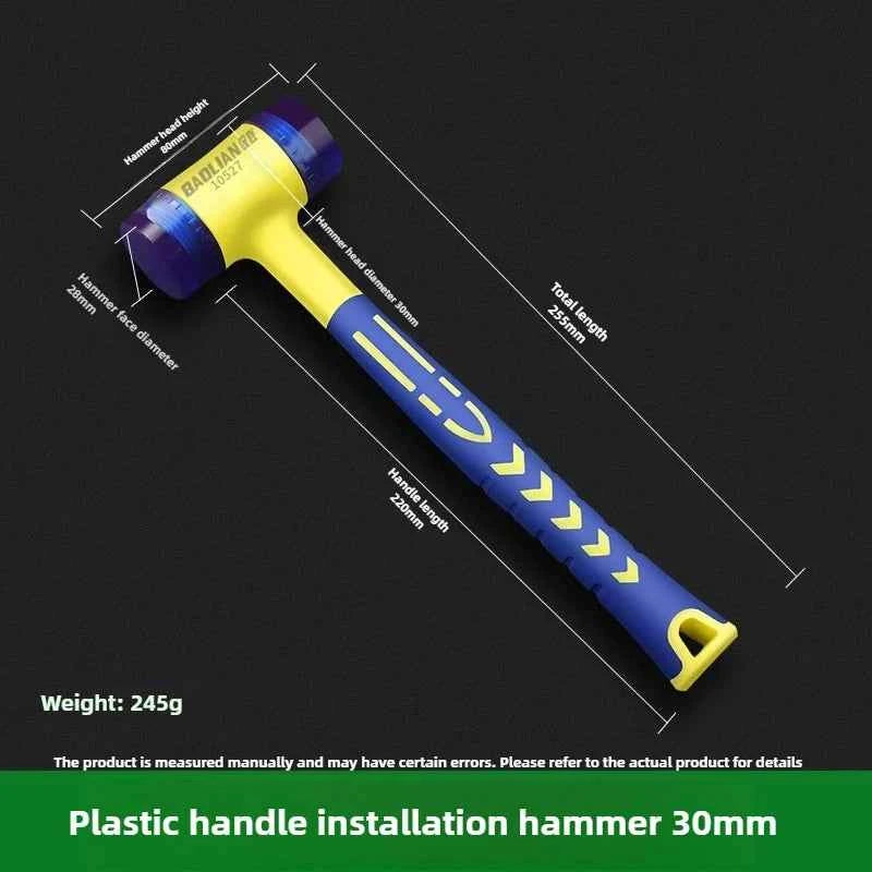 1 double headed installation hammer, 25mm to 45mm rubber hammer with rubber handle, detachable insulated installation hammer