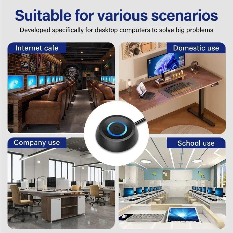 1.8M Computer Desktop  Extension Cable Switch Round Startup Switch Home Office PC Motherboard External Start Power On/Off Button