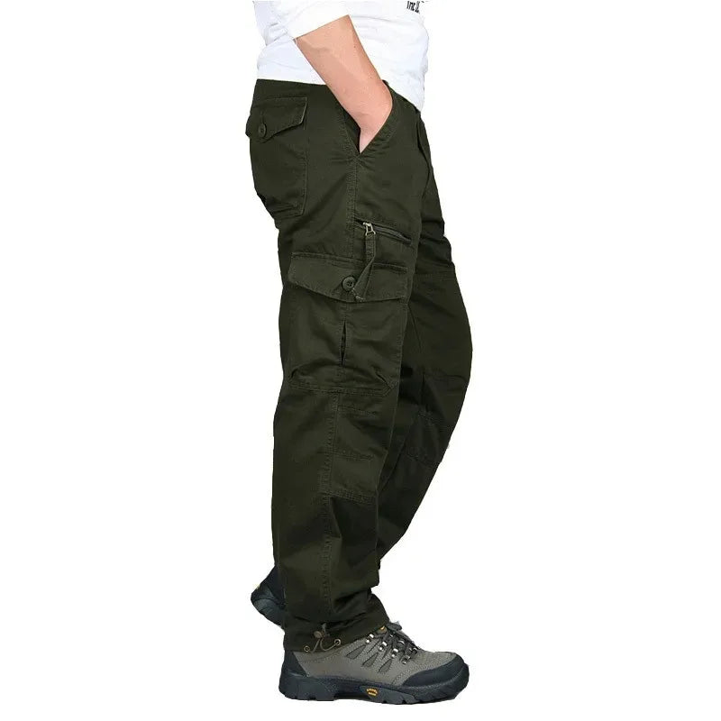 New Men's Pants Multi Pockets Baggy Men Outwear Straight Slacks  Workout Pants Outwear Casual Cotton Long Trousers