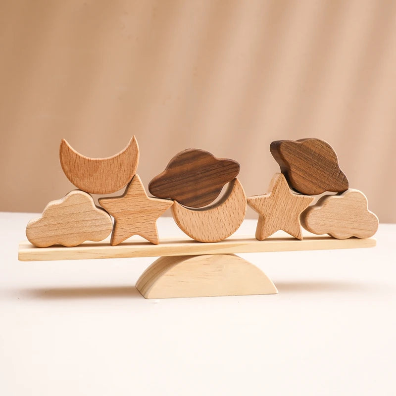 Baby Threading Toy Outer Space Wooden Seesaw Toy Blocks Board Games Montessori Hands-on Ability Educational Children Blocks Gift