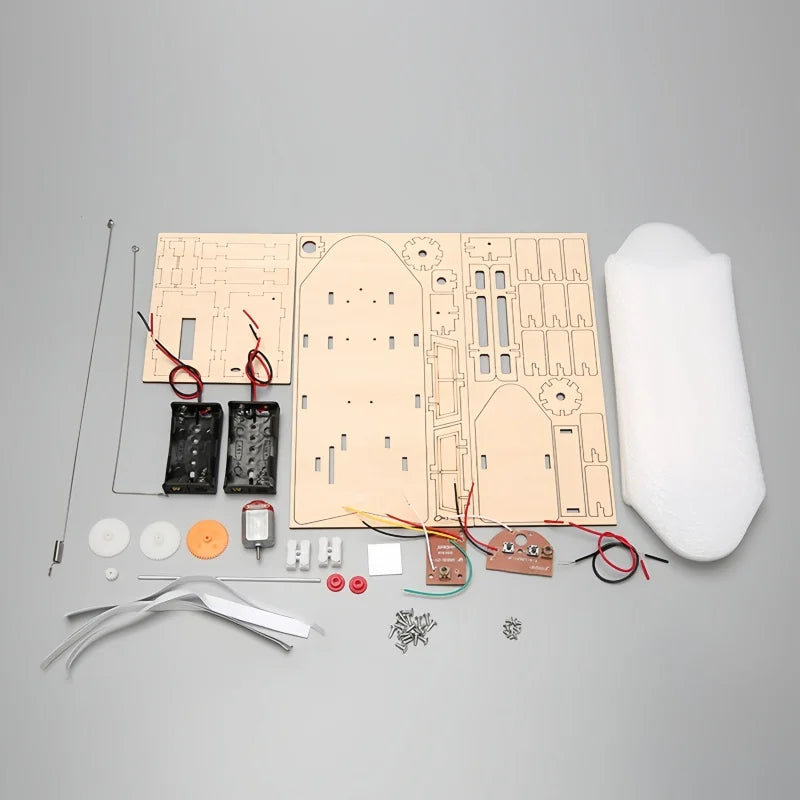 DIY Remote Control Boat Toys Wooden RC Boat Electronic Kids Handmade Building Educational Experimental Model Kit Puzzle Toy