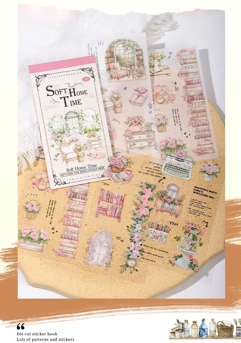 Homely Aesthetics 18 Exquisite Dual Material Die-Cut Stickers in 6 Home Decor Designs Soft  Time Series