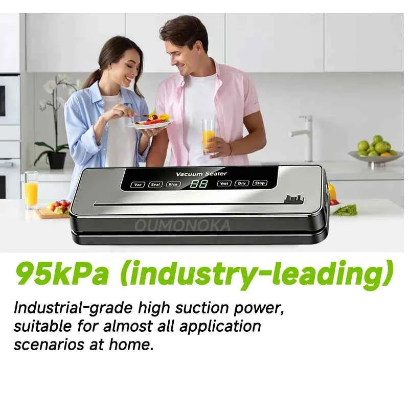 Electric Vacuum packaging machine Food Storage Seal Touch Button Dry/Wet Built-in Cutter Kitchen Food Sealing Vacuum Sealer