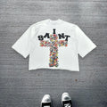 Streetwear Summer Tops Mens Womens Clothing Goth Retro Casual Cotton Oversized Short Sleeve Harajuku Cross Graphic Print T Shirt