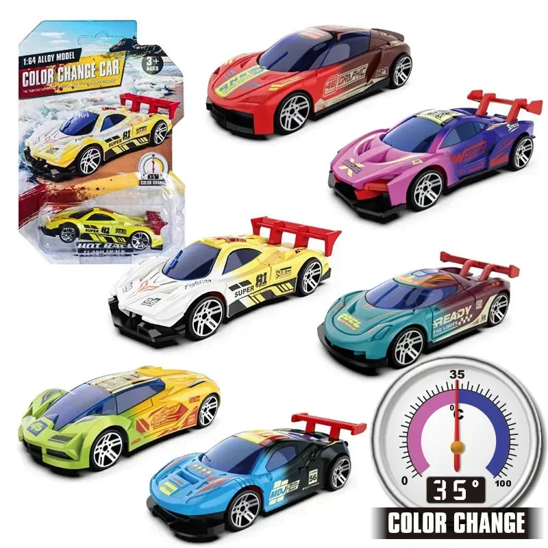 1:64 Temperature Sensitive Color Changing Magic Car Inertia Pull Back Alloy Racing Cars Crash-Resistant Toys Boy Birthday Gift