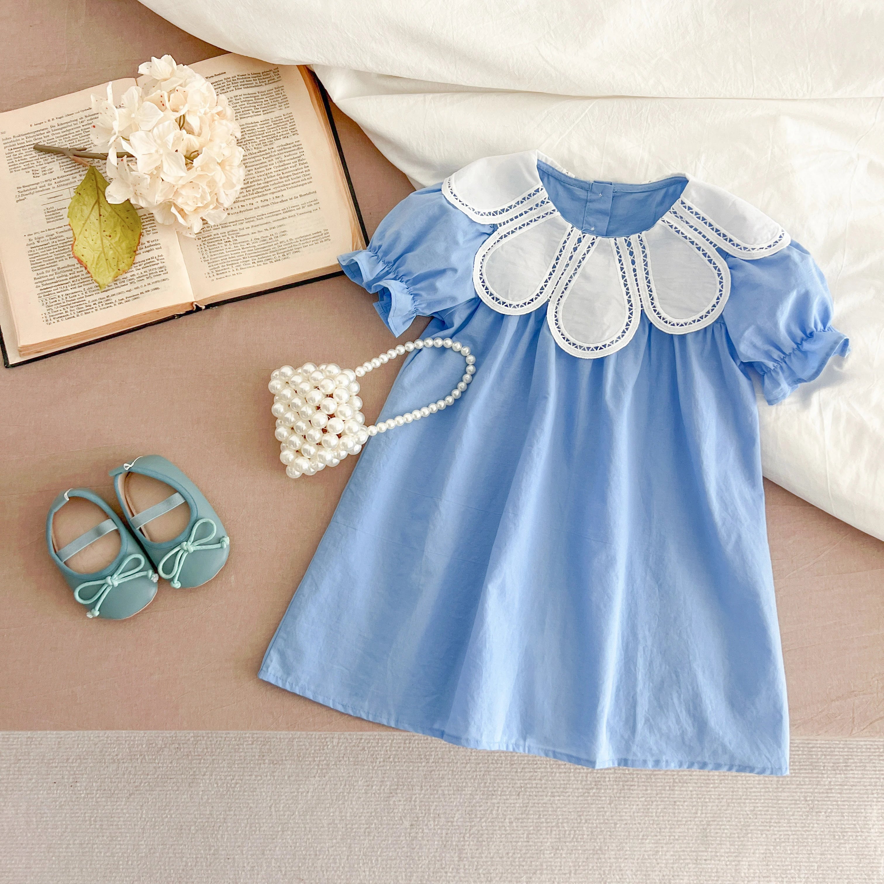 Baby Summer Dress 2-6Yrs Baby Girls Clothes Petal Collar Cotton New Toddler Girl Dresses Kids Girls Casual Soft Dress Princess