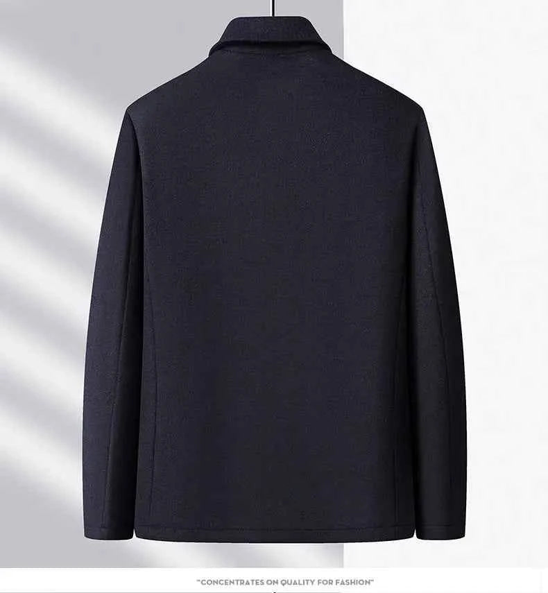 High-end men's fashionable, cool, versatile, trendy and casual woolen executive jacket, dad's suit lapel coat